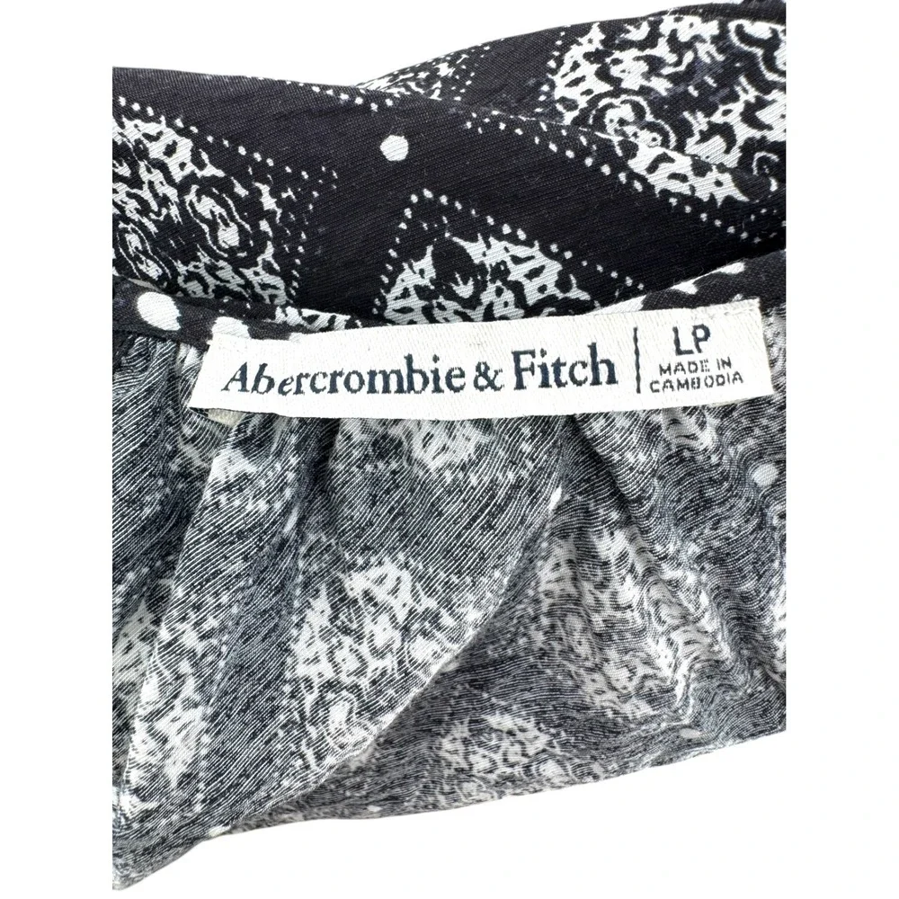 Abercrombie & Fitch Black White Boho Ring Cutout Maxi Dress LP Long Sleeve‎